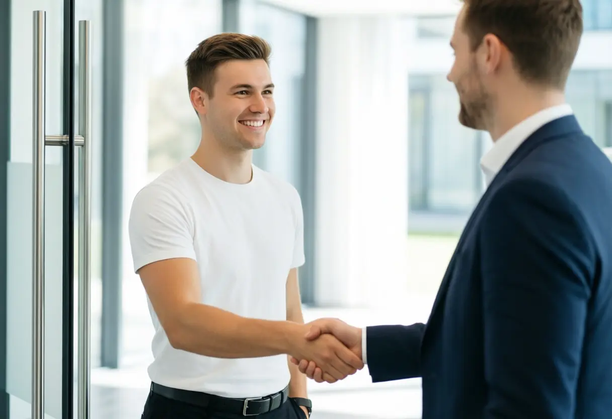 Handschlag zwischen Arbeitnehmer und Arbeitgeber – Benefits erfolgreich angesprochen